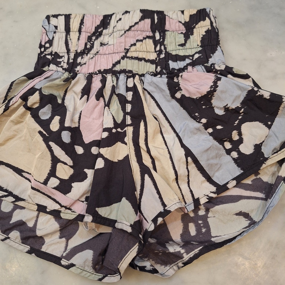 FP Movement The Way Home Shorts Women XS Pink Blue Butterfly Print Running Gym